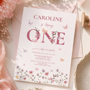 Elegant Watercolor Butterfly First Birthday Invitation