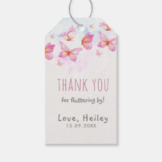 Elegant Watercolor Butterfly Girl 1st Birthday Gift Tags