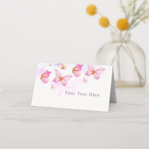 Elegant Watercolor Butterfly Girl 1st Birthday Place Card