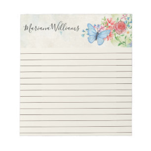 elegant watercolor butterfly lined notepad