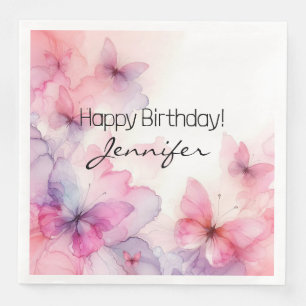Elegant Watercolor Butterfly Paper Napkin