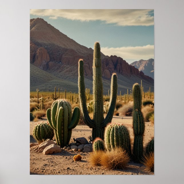 Elegant Watercolor CACTUS Poster (Front)
