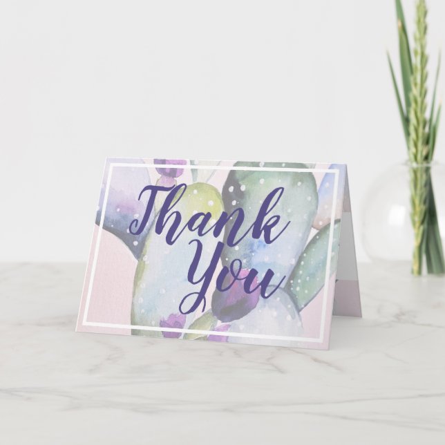 Elegant Watercolor Cactus Thank You Baby Shower (Front)