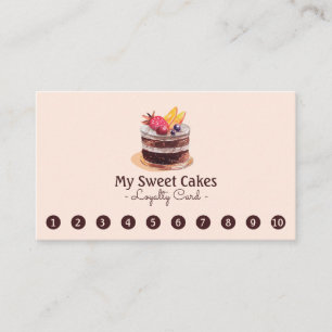 Elegant watercolor cake 10 Punch Customer Loyalty Card
