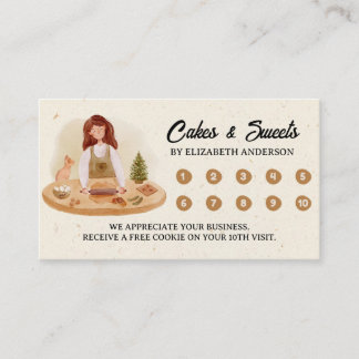 Elegant watercolor cake Bakery Pastry Chef Loyalty Card