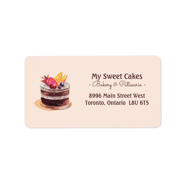 Elegant watercolor cake patisserie cupcake dessert label (Front)
