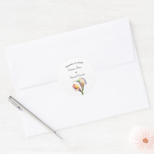 Elegant Watercolor Calla Lilies Romantic Floral Classic Round Sticker