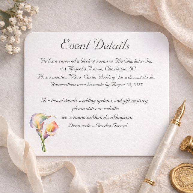 Elegant Watercolor Calla Lilies Romantic Floral Enclosure Card (Creator Uploaded)