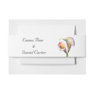 Elegant Watercolor Calla Lilies Romantic Floral Invitation Belly Band