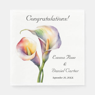 Elegant Watercolor Calla Lilies Romantic Floral Napkin