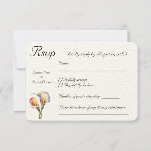 Elegant Watercolor Calla Lilies Romantic Floral RSVP Card