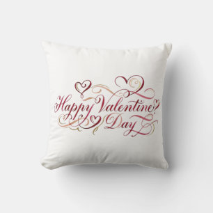 Elegant Watercolor Calligraphy Happy Valentine's D Cushion