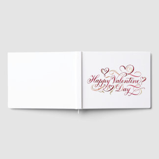 Elegant Watercolor Calligraphy Happy Valentine's D Guest Book