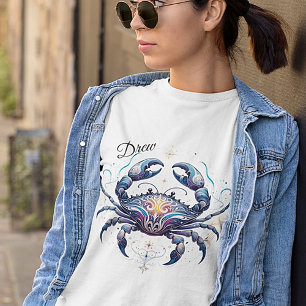 Elegant Watercolor Cancer Zodiac Custom  T-Shirt