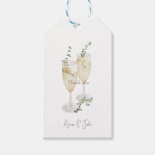 Elegant Watercolor Champagne Glasses Wedding Gift Tags