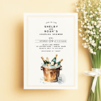 Elegant Watercolor Champagne Toast Couples Shower