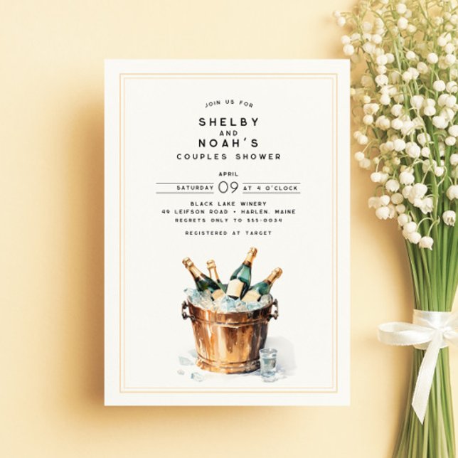 Elegant Watercolor Champagne Toast Couples Shower Invitation (Creator Uploaded)