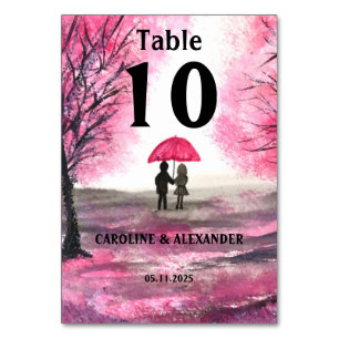 Elegant Watercolor Cherry Blossom Floral Wedding Table Number