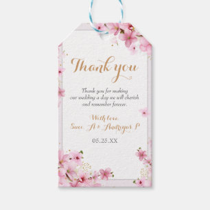 Elegant Watercolor Cherry Blossom Spring Wedding G Gift Tags