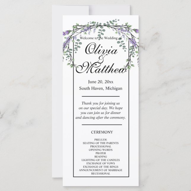 Elegant watercolor chic lavender greenery  (Front)
