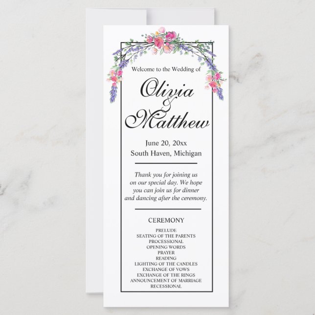 Elegant watercolor chic pink roses lavender  (Front)