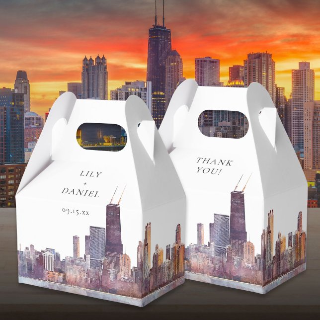 Elegant Watercolor Chicago Wedding Favour Box (Elegant Watercolor Chicago Wedding Favor Boxes)