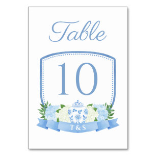 Elegant Watercolor Chinoiserie Chic Crest Wedding Table Number