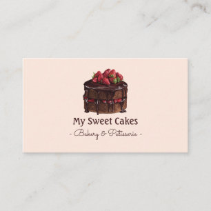 Elegant watercolor chocolate cake  dessert business card