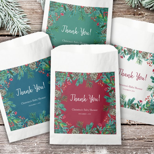 Elegant Watercolor Christmas Baby Shower Red Favour Bags (Creator Uploaded)