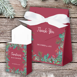 Elegant Watercolor Christmas Baby Shower Red Favour Box