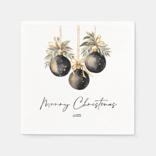 Elegant Watercolor Christmas Baubles Holiday Party Napkin