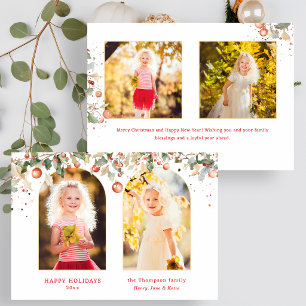 Elegant Watercolor Christmas Botanical Arch Photo Holiday Card