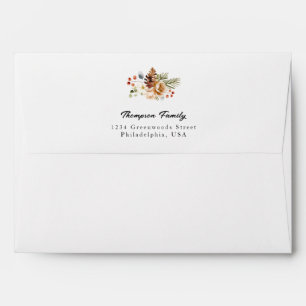 Elegant Watercolor Christmas Botanical Holiday Envelope