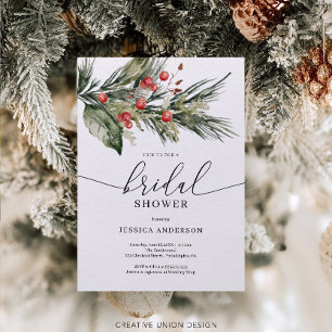 Elegant Watercolor Christmas Bridal Shower Invitat Invitation