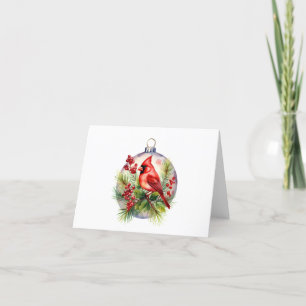 Elegant Watercolor Christmas Cardinal Greeting Holiday Card