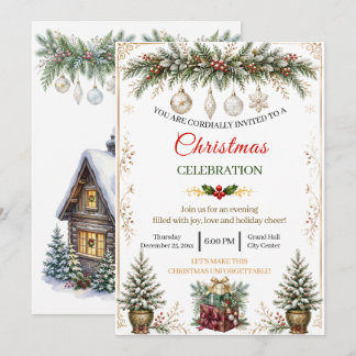 Elegant Watercolor Christmas Celebration Invitatio Invitation
