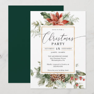 Elegant Watercolor Christmas Christmas Party Invitation