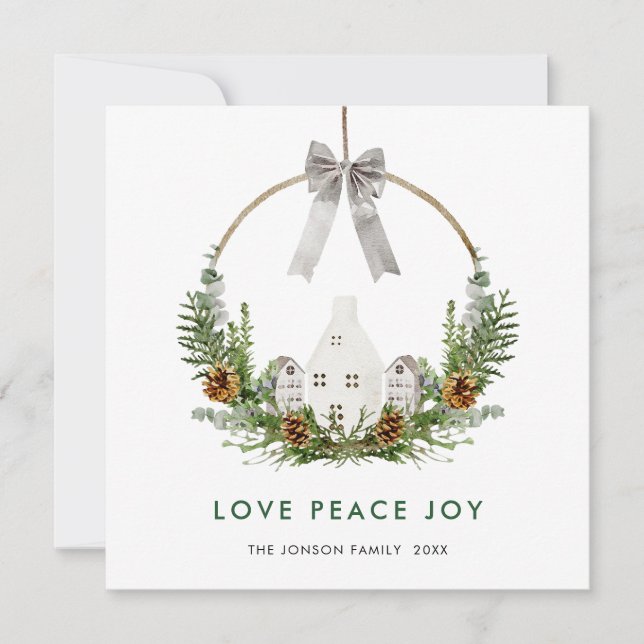 Elegant Watercolor Christmas Composition Greeting Holiday Card (Front)