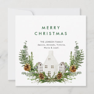 Elegant Watercolor Christmas Composition Greeting Holiday Card