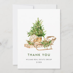 Elegant Watercolor Christmas Corporate Holiday Thank You Card