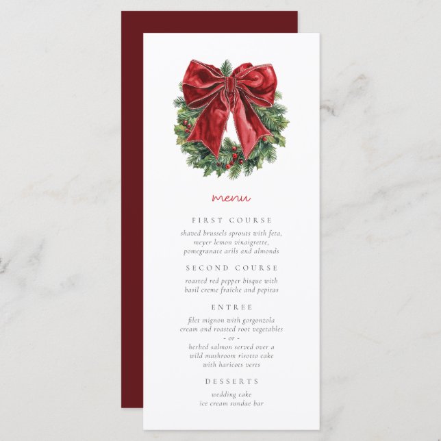 Elegant Watercolor Christmas Festive  Menu (Front/Back)
