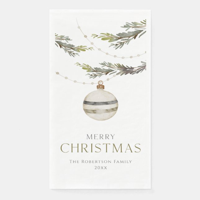 Elegant Watercolor Christmas Guest Towel Napkin (Front)