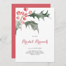 Elegant Watercolor Christmas Holly Bridal Brunch