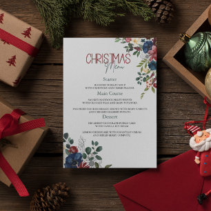 Elegant Watercolor Christmas Menu Invitation
