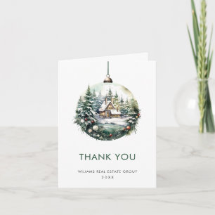 Elegant Watercolor Christmas Ornament Corporate Thank You Card