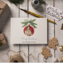 Elegant Watercolor Christmas Ornament Family Photo