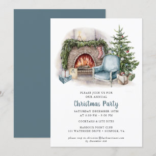 Elegant Watercolor Christmas Party Invitation