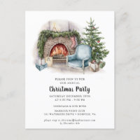Elegant Watercolor Christmas Party Invitation Pos