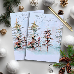 Elegant Watercolor Christmas Pine Forest Holiday Card