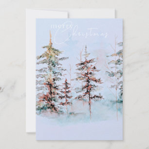 Elegant Watercolor Christmas Pine Forest Holiday Card